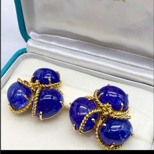 Stunning Designer Verdura Tanzanite & 18k Gold Earrings with Box Retail $34,500